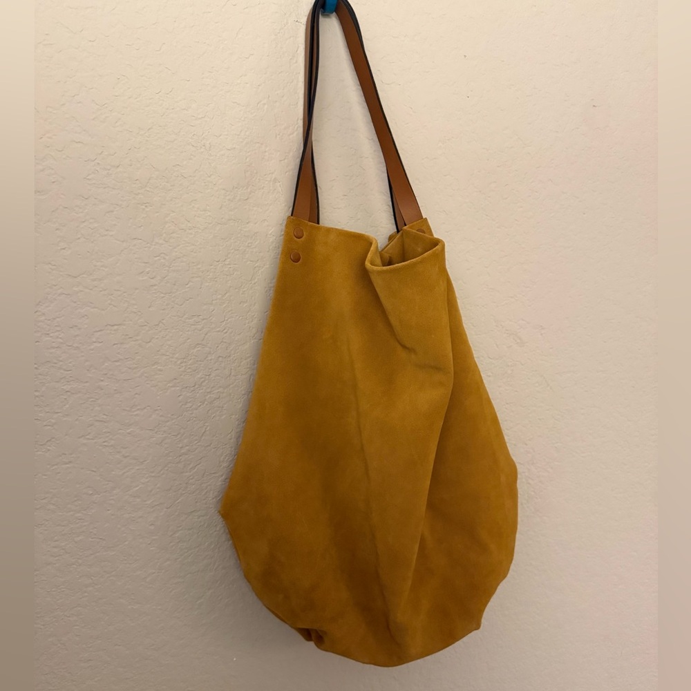 Zara Camel Suede Tote Bag with Tan Straps NWOT